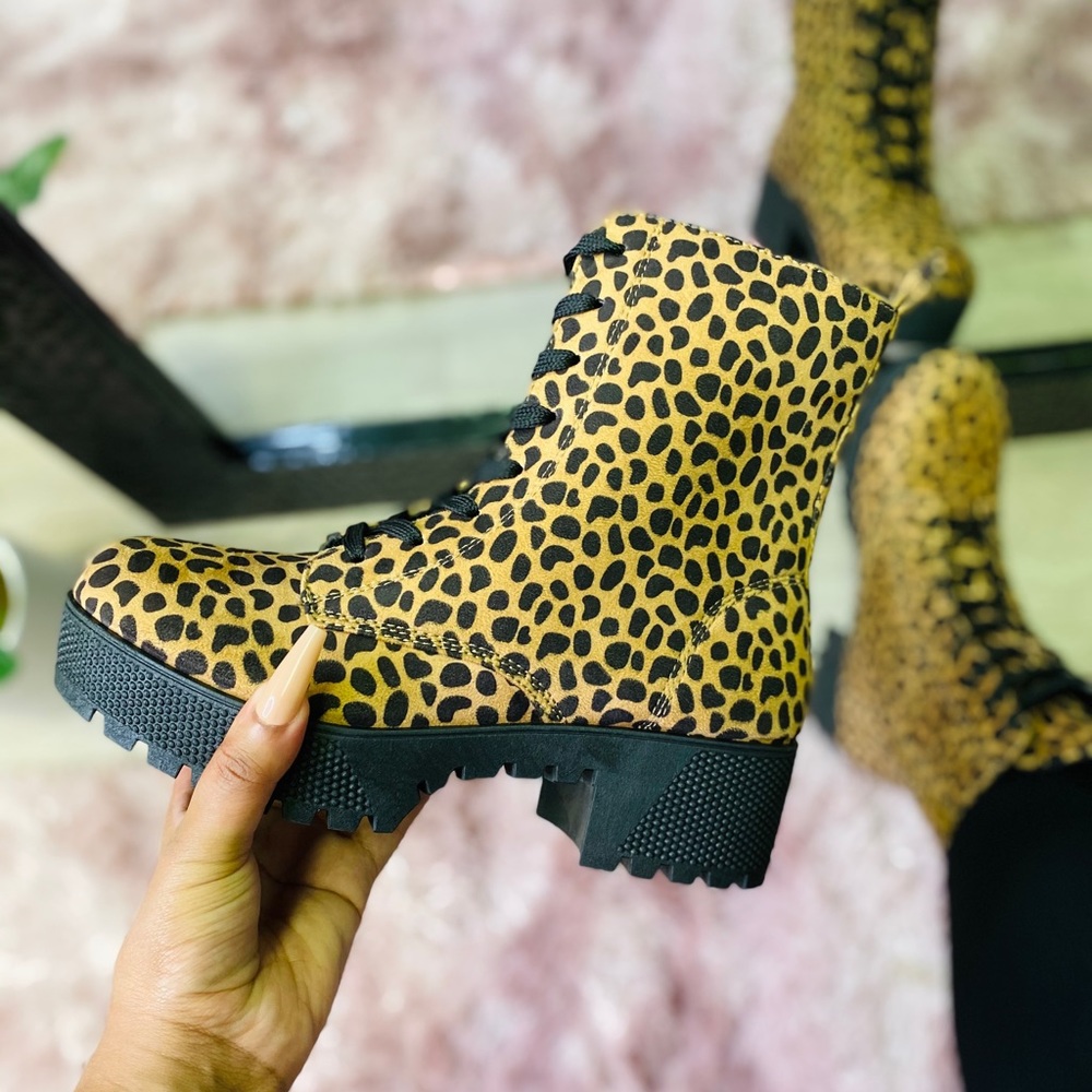NEW- Lindsey Cheetah Print Combat Boot